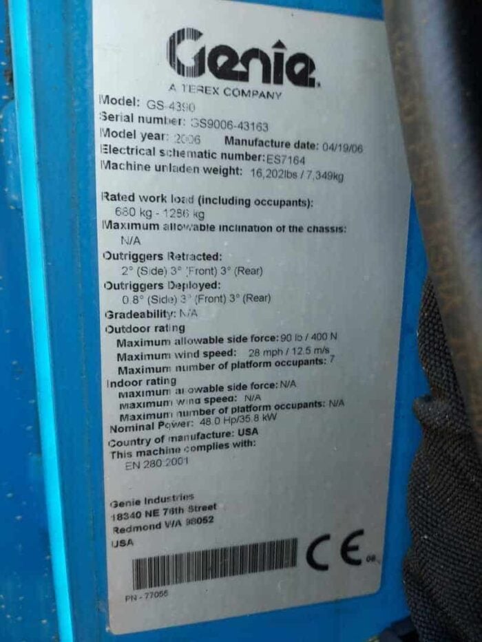 Genie GS-4390 saksilavanostin 4WD Katsastettu, Kymppi voimassa 2027 asti! - Image 23