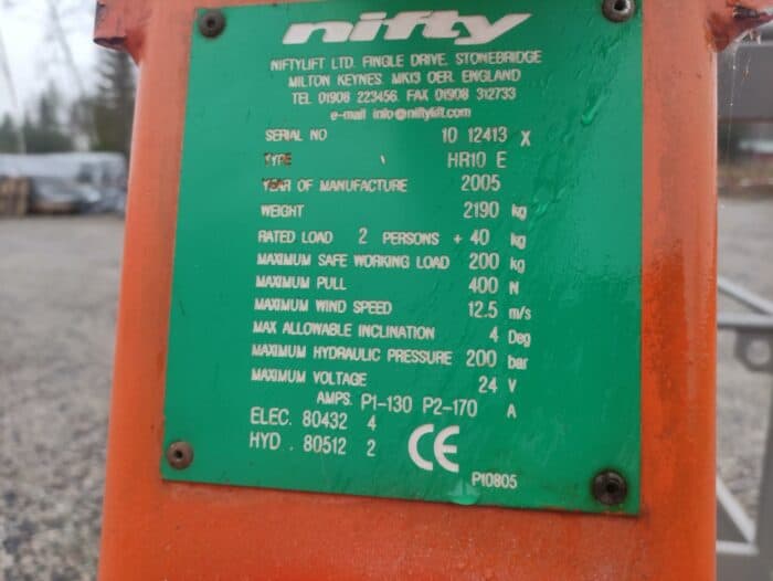 Nifty Lift HR10 E akkukäyttöinen kuukulkija. - Image 19