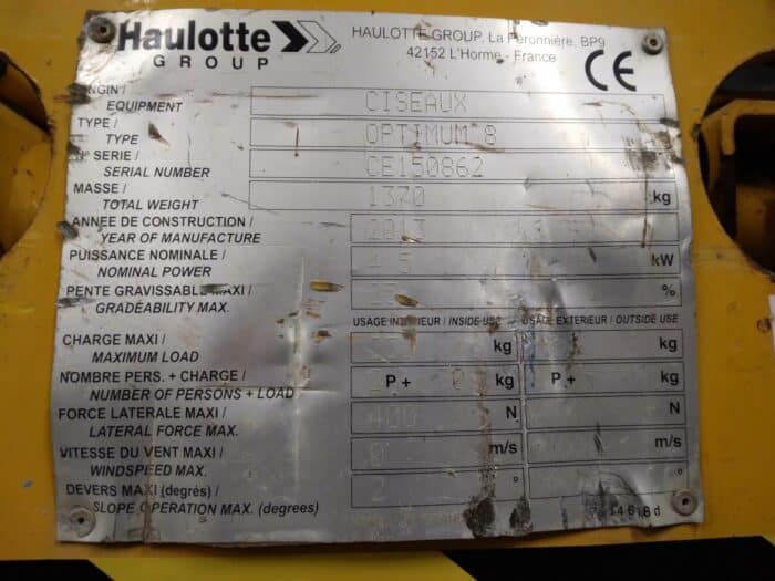 Haulotte Optimum 8 saksilavanostin 10 vuotis- ja vuositarkastettu 02/2024! - Image 3