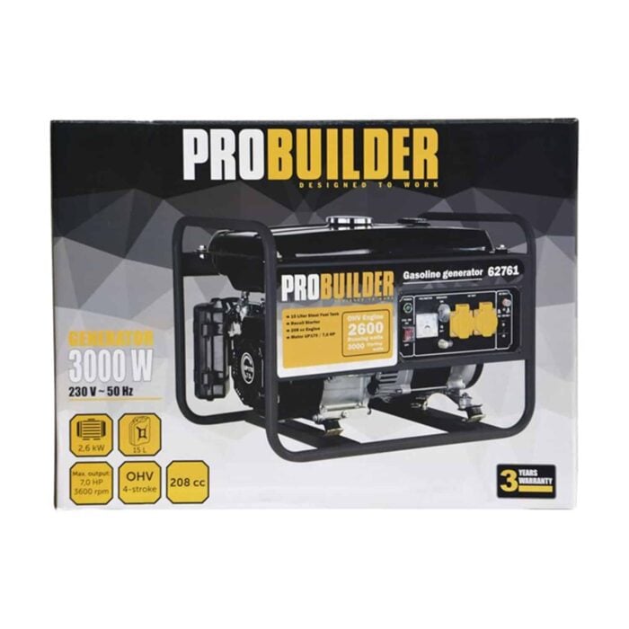 Aggregaatti bensiinikäyttöinen 3000W, 4-tahti, ProBuilder - Image 4