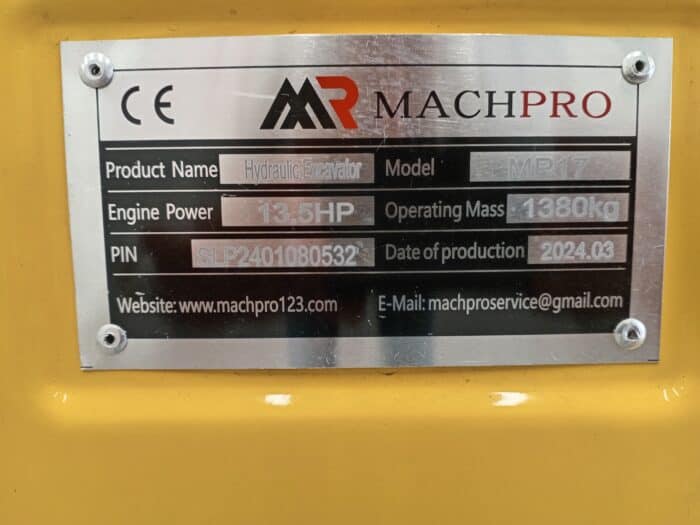 Machpro MP17 Minikaivuri, 2 sylinterinen Diesel - Image 7