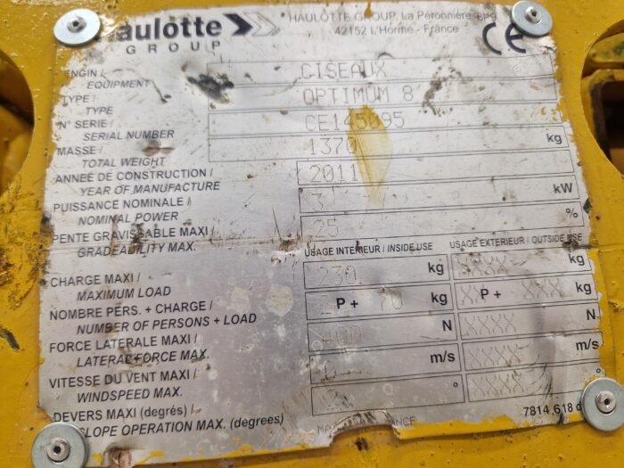 Haulotte Optimum 8 akkukäyttöinen saksilavanostin - Image 10