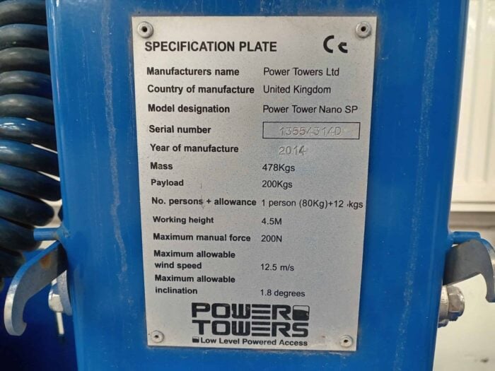 Power Tower nano SP Korista ajettava henkilönostin, vm. 2014 - Image 13