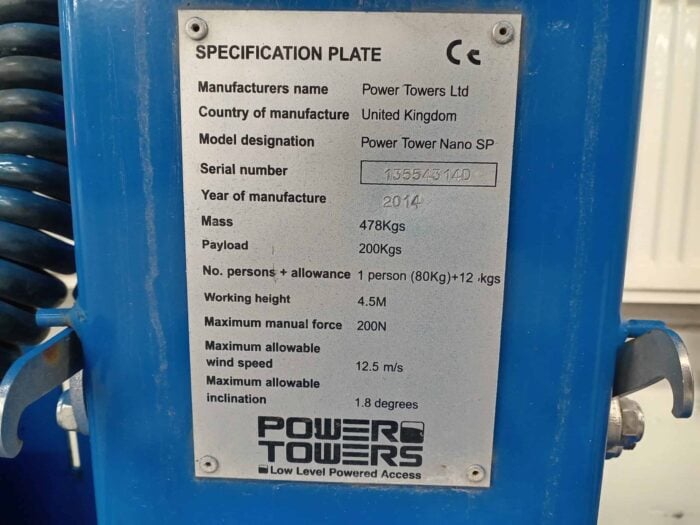 Power Tower nano SP Korista ajettava henkilönostin, vm. 2014 - Image 14