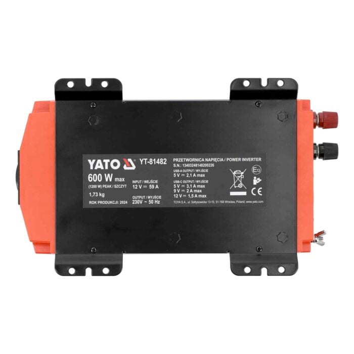 Invertteri 12/230V 600W, Yato - Image 3