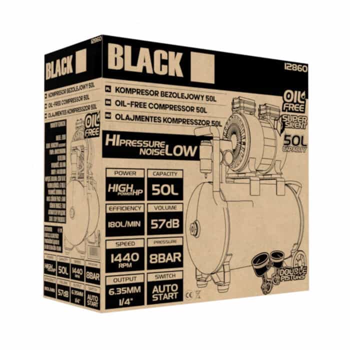 Paineilmakompressori 50 L, Black - Image 8
