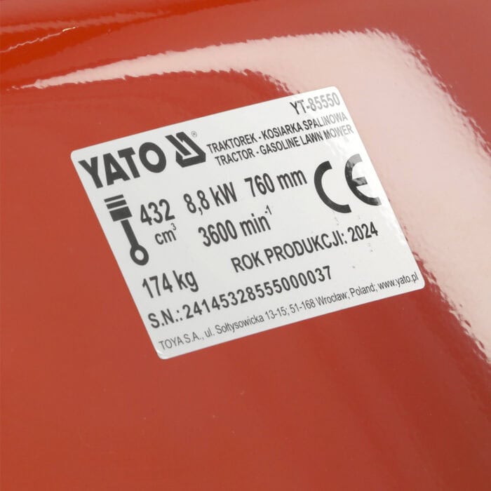 Päältäajettava ruohonleikkuri  Loncin 8.8 kW 432 cm³, Yato - Image 23