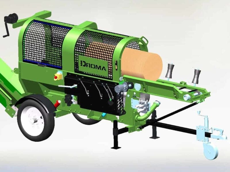 Klapikone 12 t hihnakuljettimella ja hydraulisella nostopöydällä, Droma wood