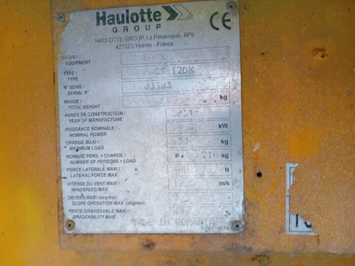 Haulotte Compact 12DX Saksilavanostin, 10 vuotis-ja vuositarkastettu - Image 16