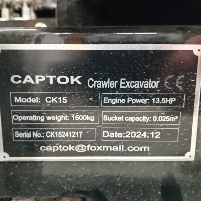 Captok CK15 minikaivuri 1500 kg, Bensiini (Esittelykäytöstä) - Image 6