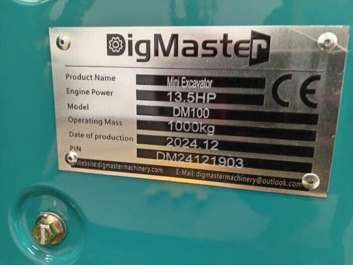DigMaster DM100 Minikaivinkone, Bensiini 13,5 hp - Image 14