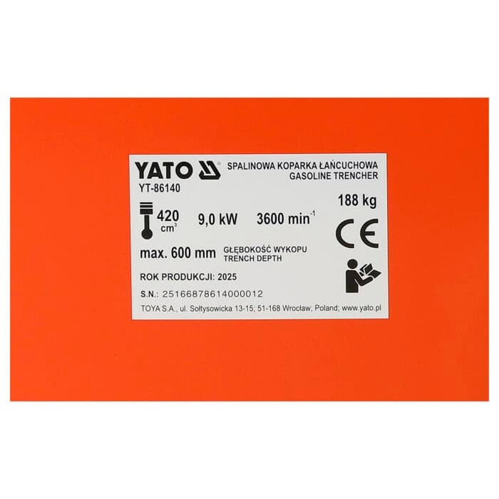 Ketjukaivuri / salaojakone 420cc, Yato - Image 13