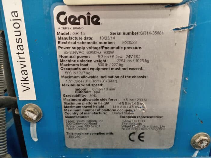 Genie GR-15 Akku­käyttöinen teleskooppi­mastonostin - Image 16