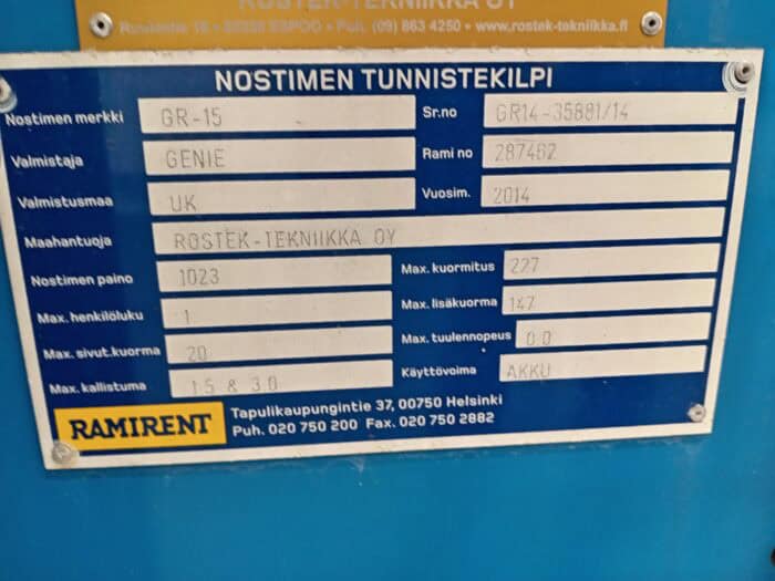 Genie GR-15 Akku­käyttöinen teleskooppi­mastonostin - Image 22