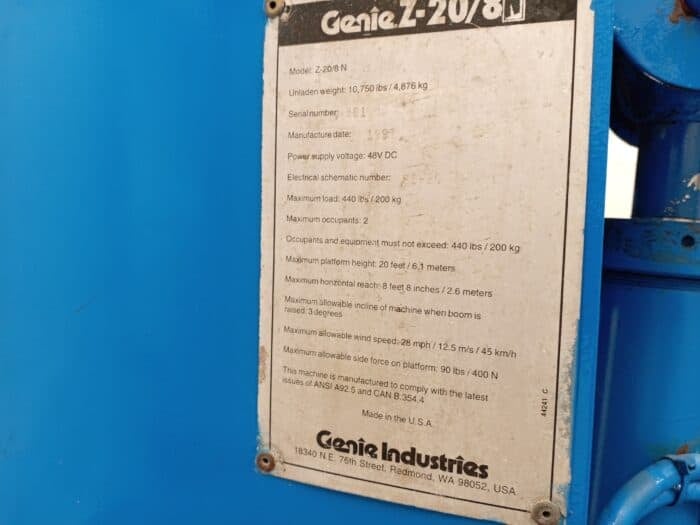 Genie Z20/8N akkukäyttöinen kuukulkija - Image 14