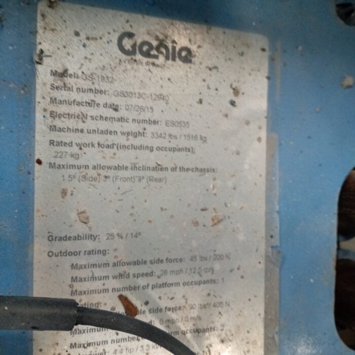 Genie GS1932 akkukäyttöinen saksilavanostin, Katsastettu! - Image 14