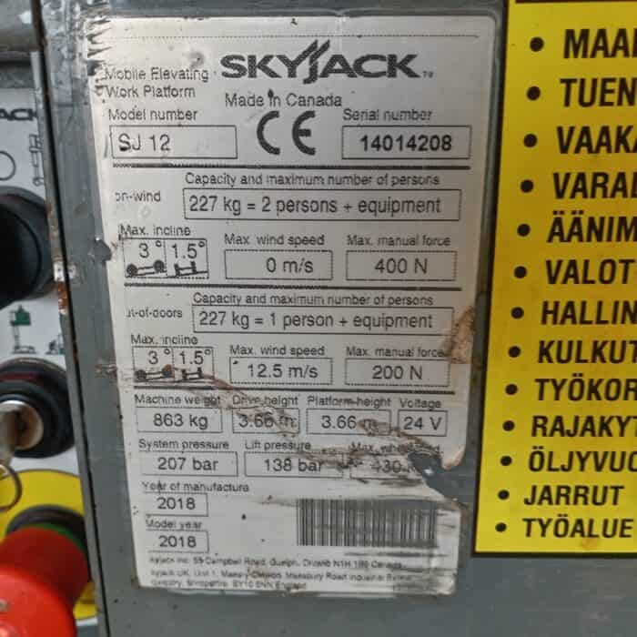 Skyjack SJ12 teleskooppipuominostin, Katsastettu! - Image 9