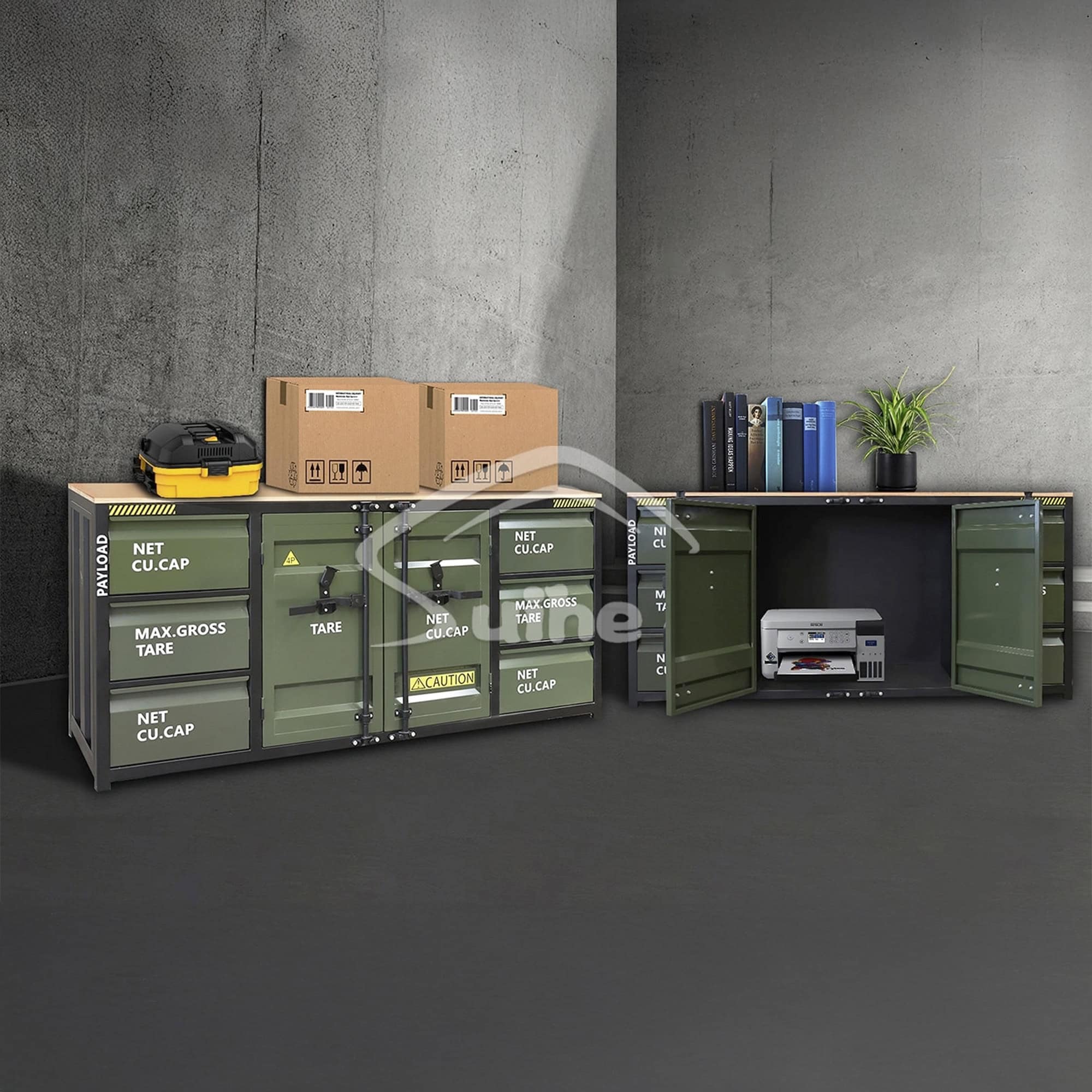 Työkalukaappi työtasolla 194 cm, Army - Image 6