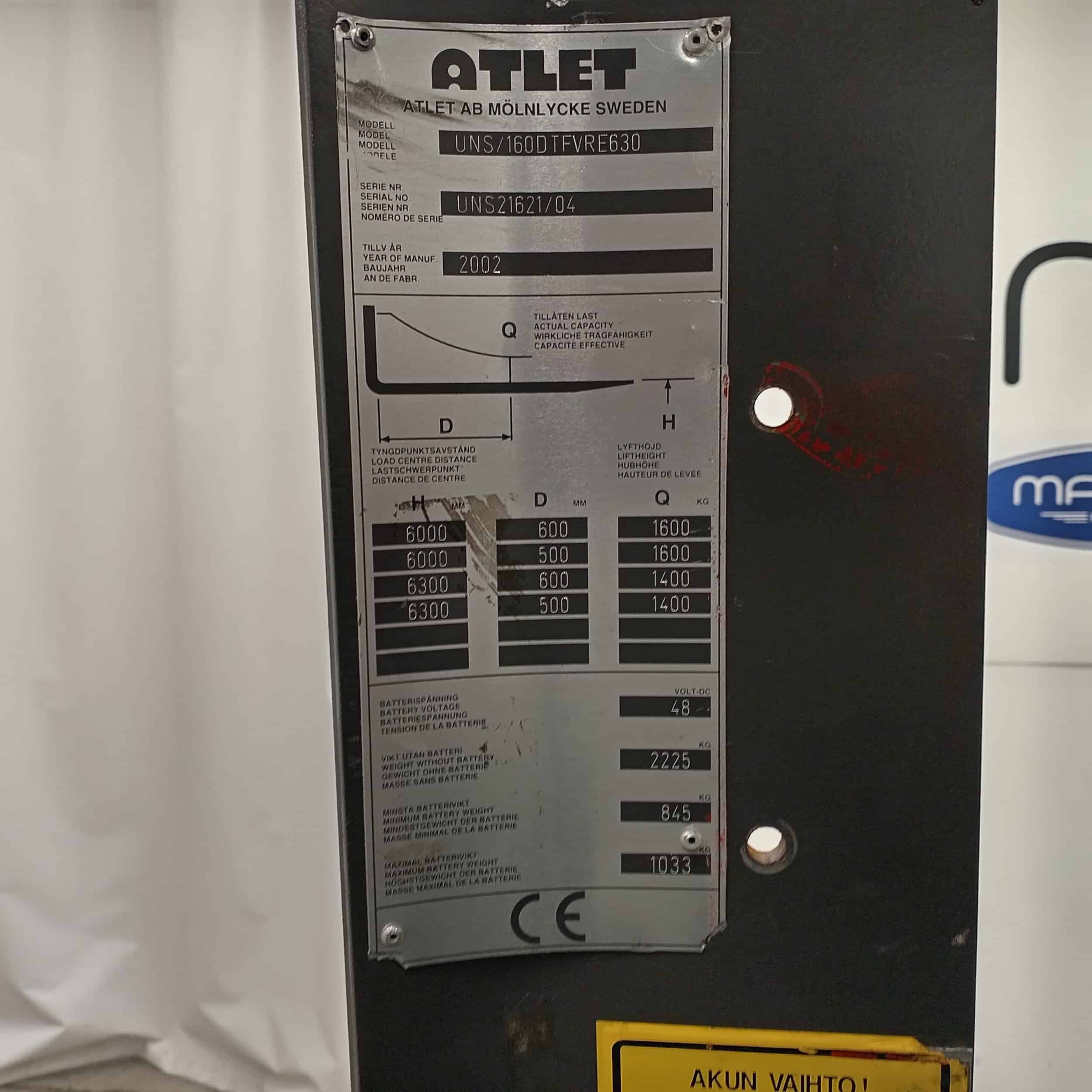 Atlet 160DTFVRE 630 Työntömastotrukki - Image 9