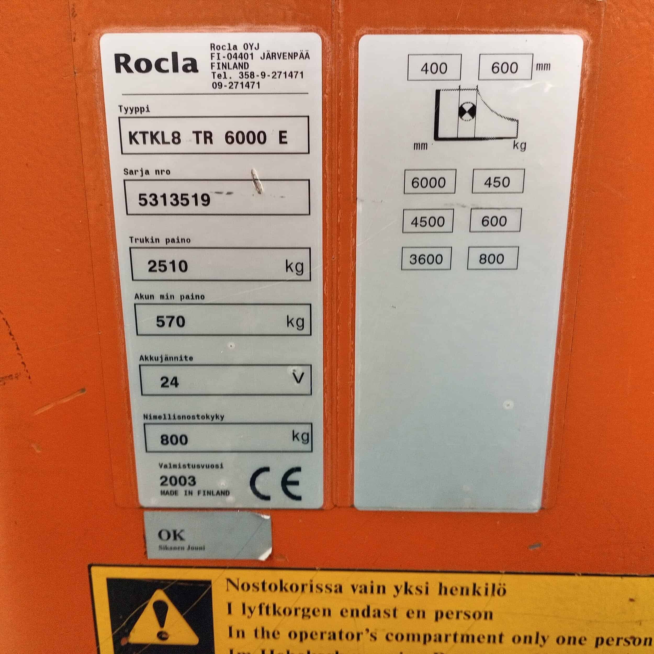 Rocla KTKL8 TR 6000 E, Korkeakeräilytrukki - Image 10