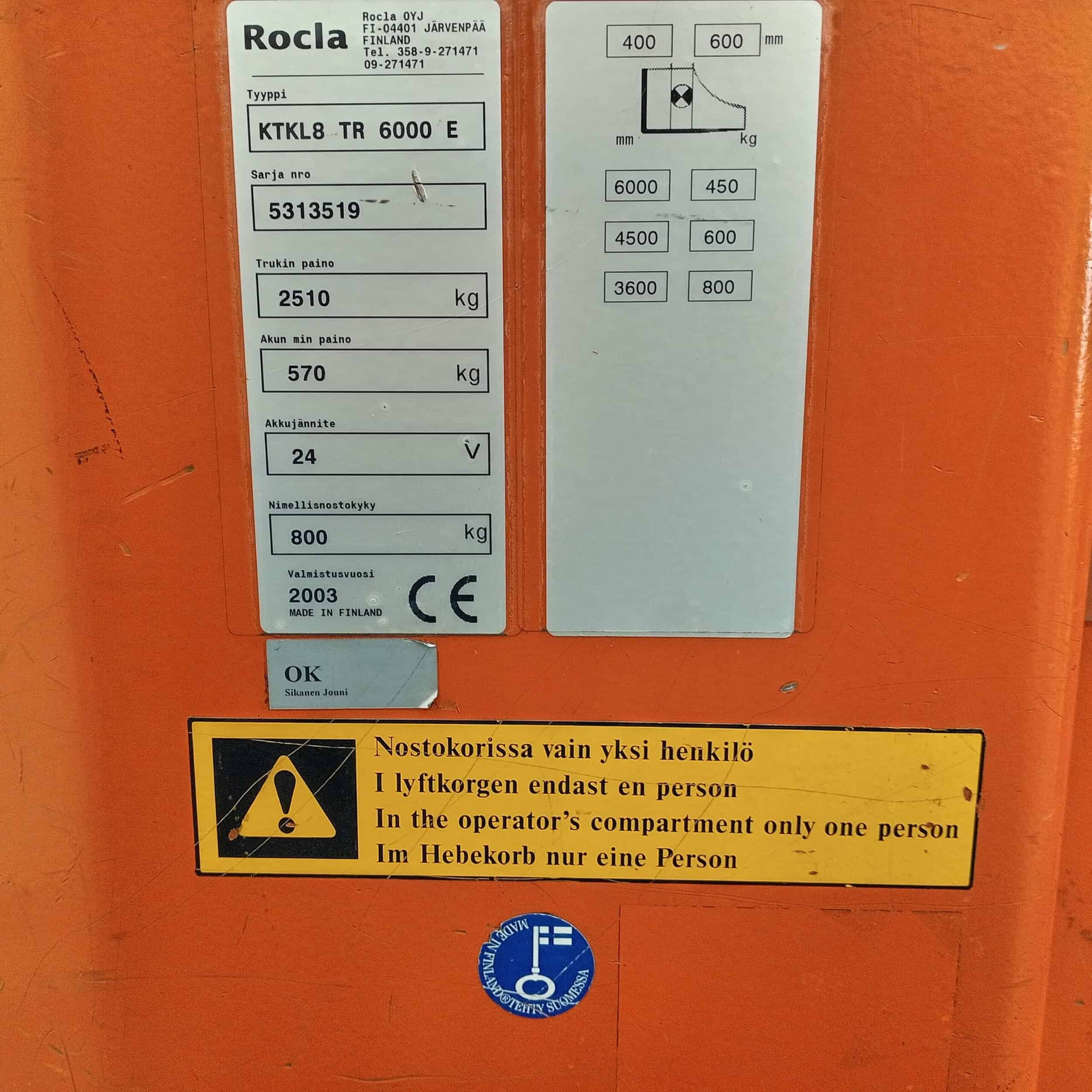 Rocla KTKL8 TR 6000 E, Korkeakeräilytrukki - Image 11