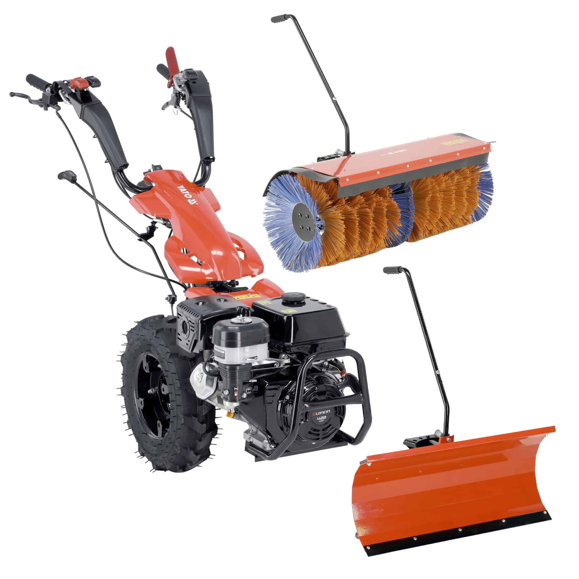 Yksiakselinen traktori / kävelytraktori lisälaitteilla, Yato