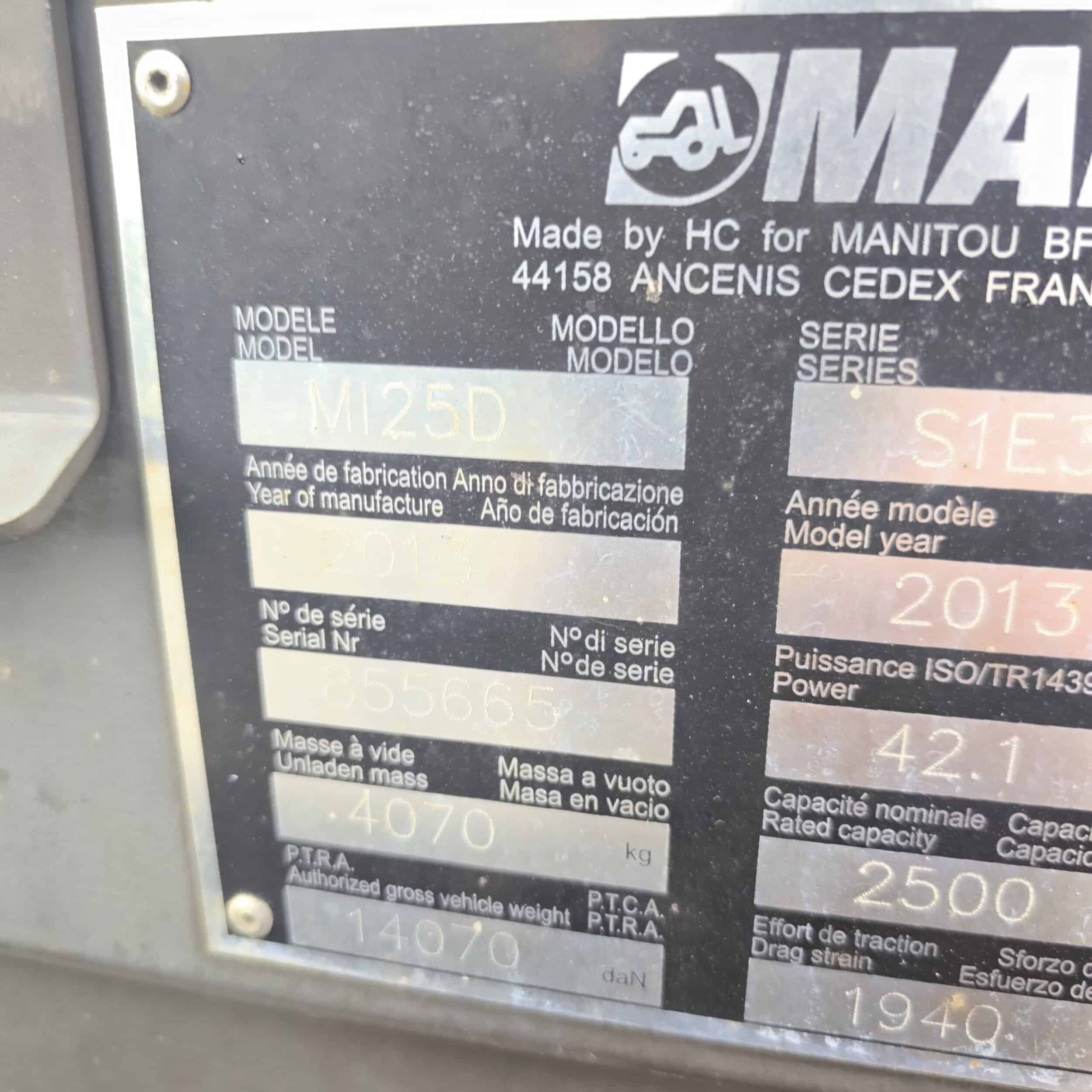 Manitou ML25D dieseltrukki s/n 855665 / vm. 2013 - Image 8