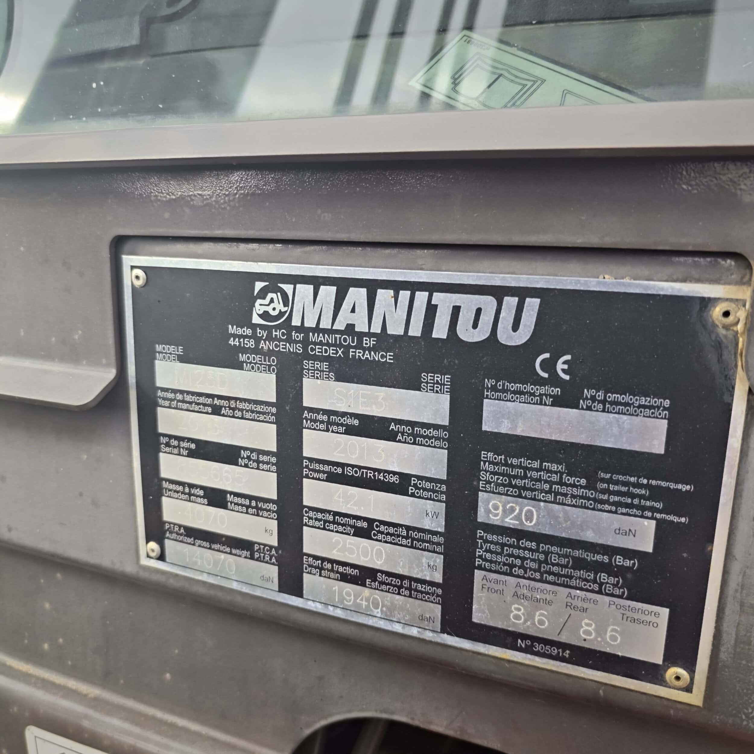 Manitou ML25D dieseltrukki s/n 855665 / vm. 2013 - Image 11