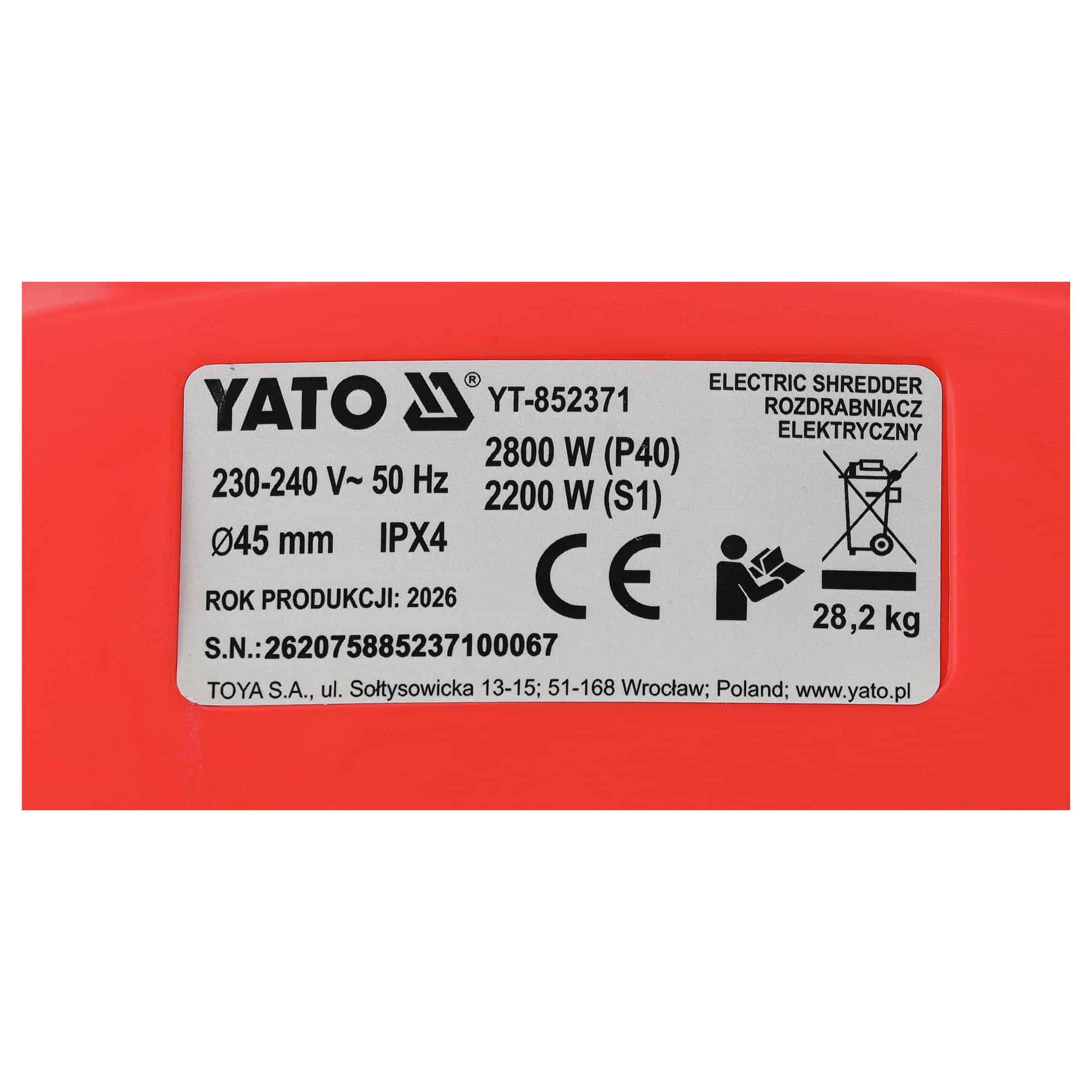 Oksasilppuri 2800 W, Yato - Image 15