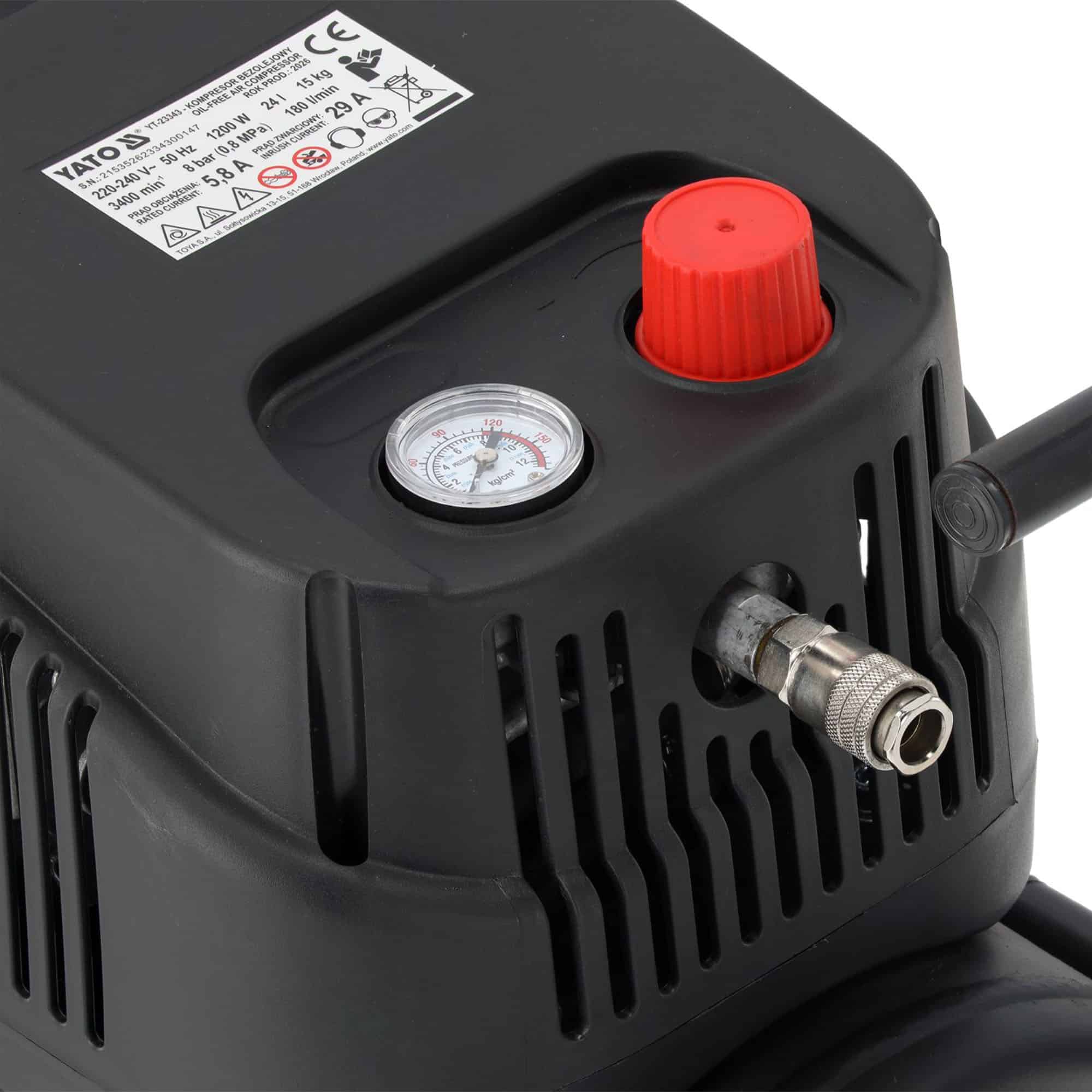 Paineilmakompressori öljytön 24 L 1200 W, Yato - Image 7