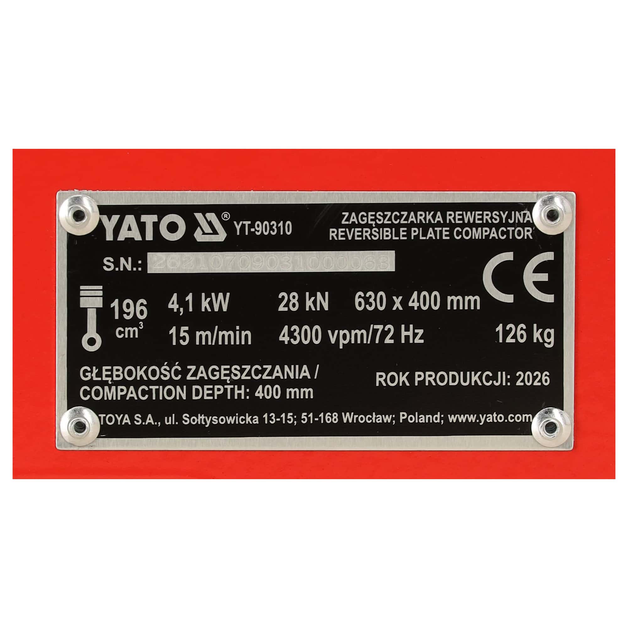Maantiivistäjä / tärylätkä 126 kg, Yato - Image 14